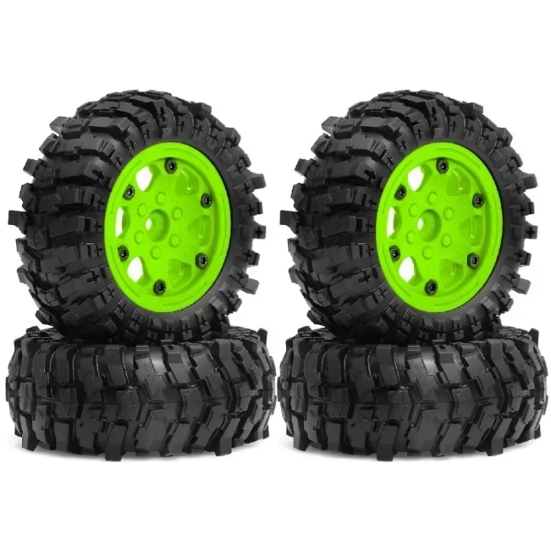 4 Uds 85mm 1,9 "Beadlock cubo de rueda de plástico y juego de neumáticos de goma suave para 1/10 coche trepador de control remoto Axial SCX10 Pro Capra Trxs TRX4 D90