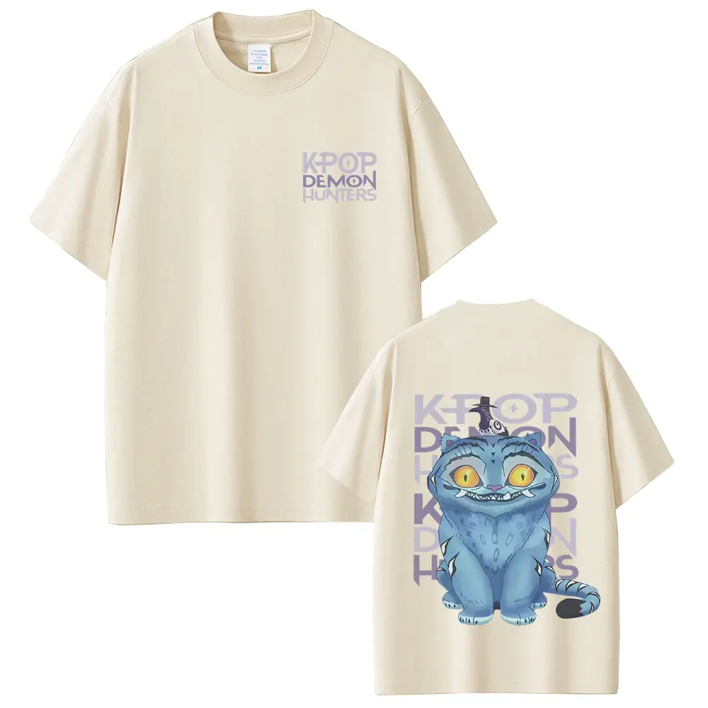فيلم Kpop شيطان الصيادين ديربي النمر الجرافيك تي شيرت الرجال النساء الكرتون عادية تي شيرتات قطن الرجال موضة المتضخم الشارع الشهير #6