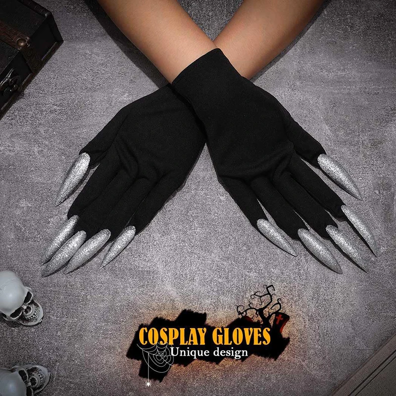 Gants gothiques longs pour cosplay, mitaines avec griffes, accessoires de fête effrayants, costume de festival drôle, 1 paire, N64.