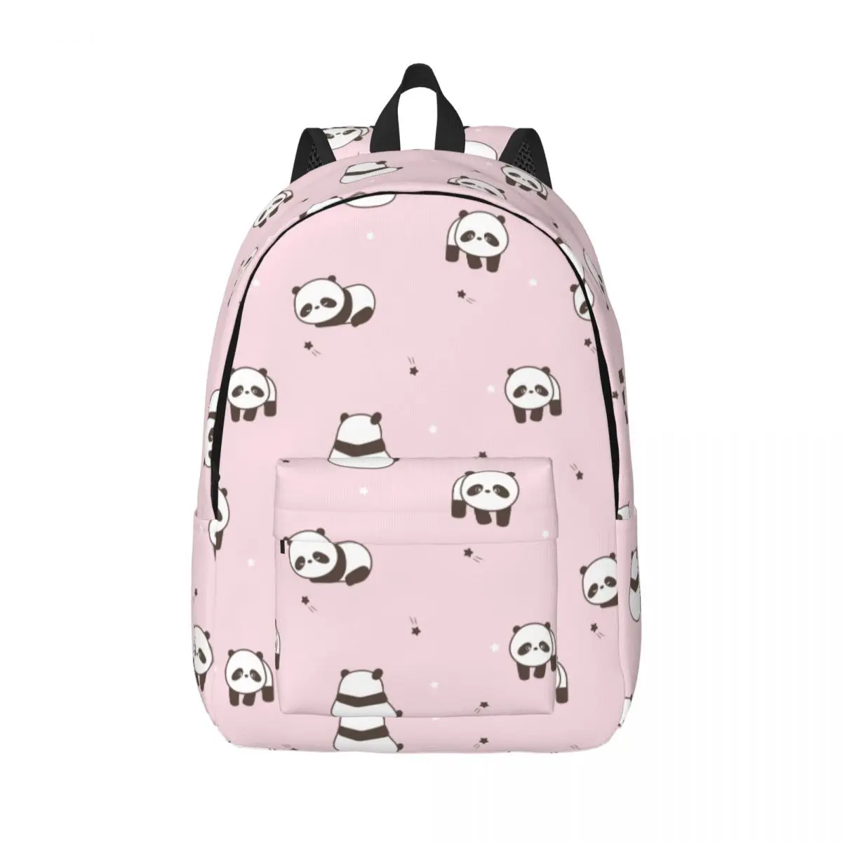 Pink Cute Cartoon Panda Fashion Backpack with Pocket Student Hiking Travel Animal Daypack for Men Women Laptop Shoulder Bag