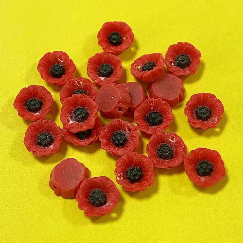 50 قطعة زهرة الخشخاش السلمية الراتنج السحر بالجملة 12/17/21 مللي متر الزهور قلادة DIY بها بنفسك لصنع المجوهرات القرط
