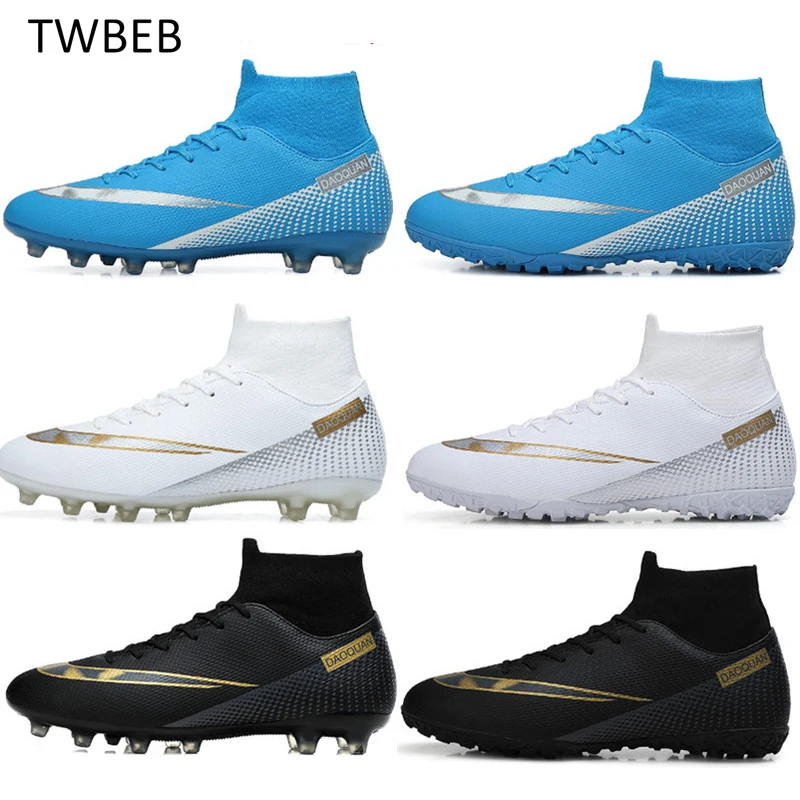 

Men Soccer Shoes Breathable Football Boots Teenage Adult Kids TF/FG Cleats Professional Playing Field Sneakers Size 35-47 Black