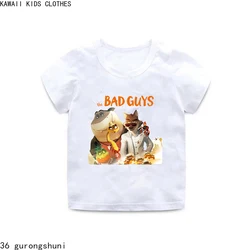 2024 Movie Show The Bad Guys T Shirt Mr. Wolf Boys Girls Cartoon Short Shirts Children Clothing Summer Tops Kids Clothes Tee