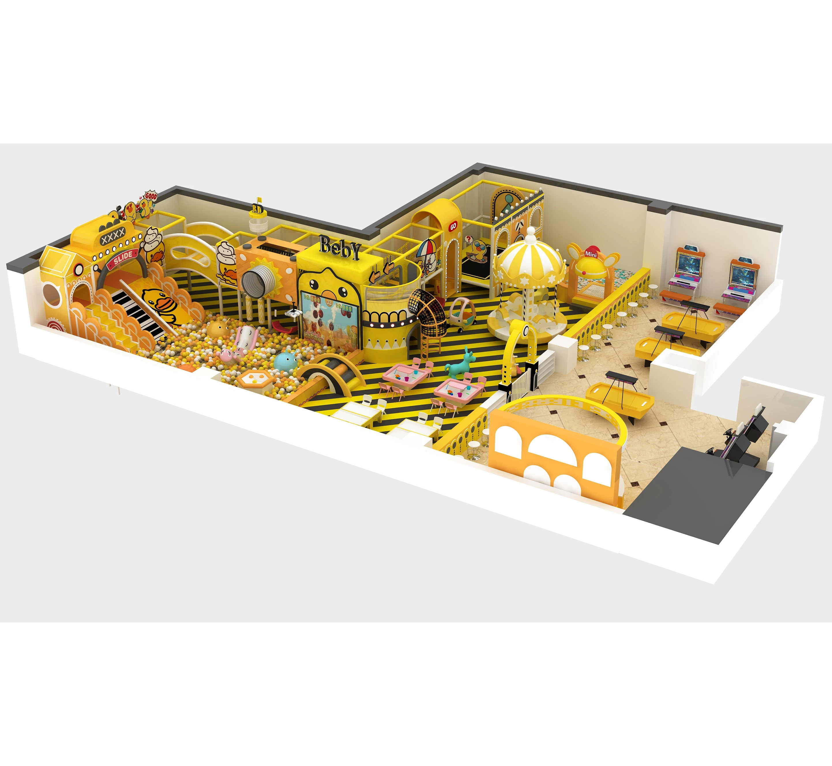 Large Ball Pool Park Trampoline With Sand and Slide Commercial Soft Play Area Kids Ball Pit Playground Equipment Indoor