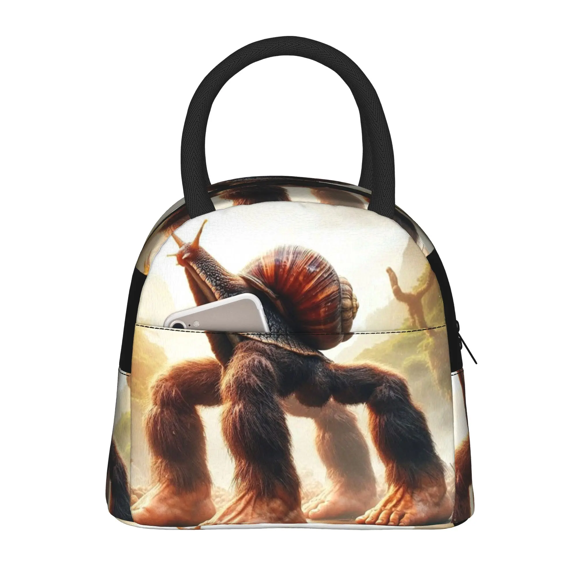 Back to school season  Storage Bag Bigfoot Snail Hybrid Creature Art Vintage Fashionable Personalised Lightweight Lunch Bag