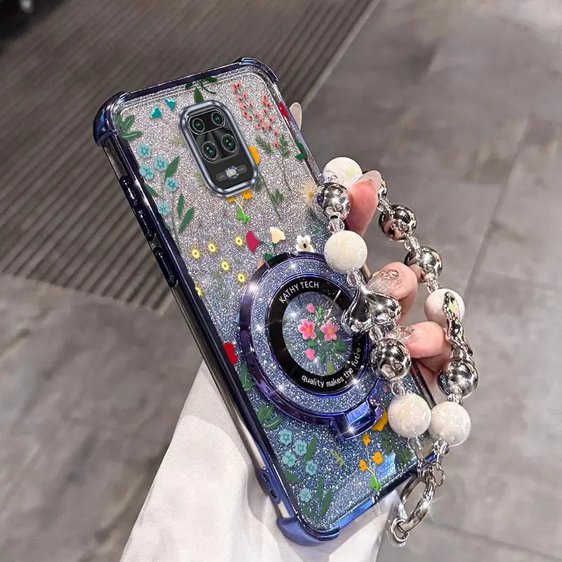 

Note 9S чехол-браслет с блестящим цветочным покрытием для Xiaomi Redmi Note 11Pro 10 11EPro 9T 11 10Pro 10T 9 9Pro Cover
