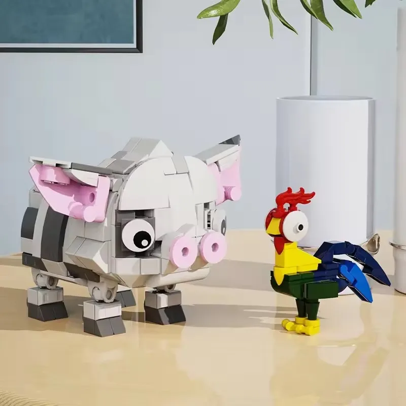 

Серия мультяшных животных MOC, аниме-фигурки, петухи и модель домашнего животного, свиньи, строительные блоки, украшения, игрушки для сборки «сделай сам», образовательный подарок