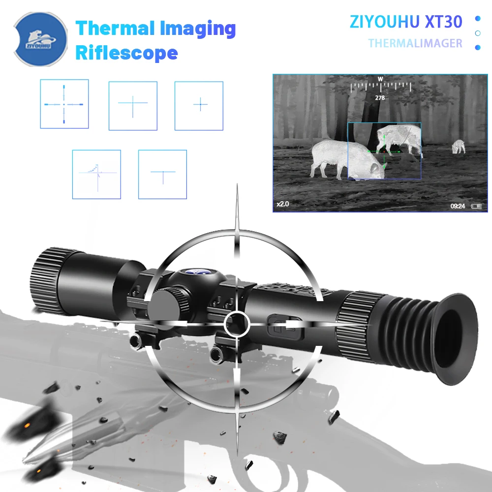 

384x288 30mm Lens Multiple Pesudo Color Heat Crosshair Aiming 1800m Detection Range XT30 New Hunting Thermal Imaging Scope Sight