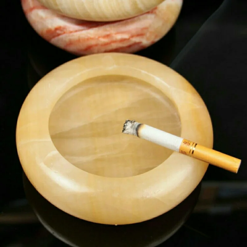 

Natural Jade High-Grade Yellow Jade Ashtray Fashion Office Jade Ashtray Living Room Home Creative Decoration