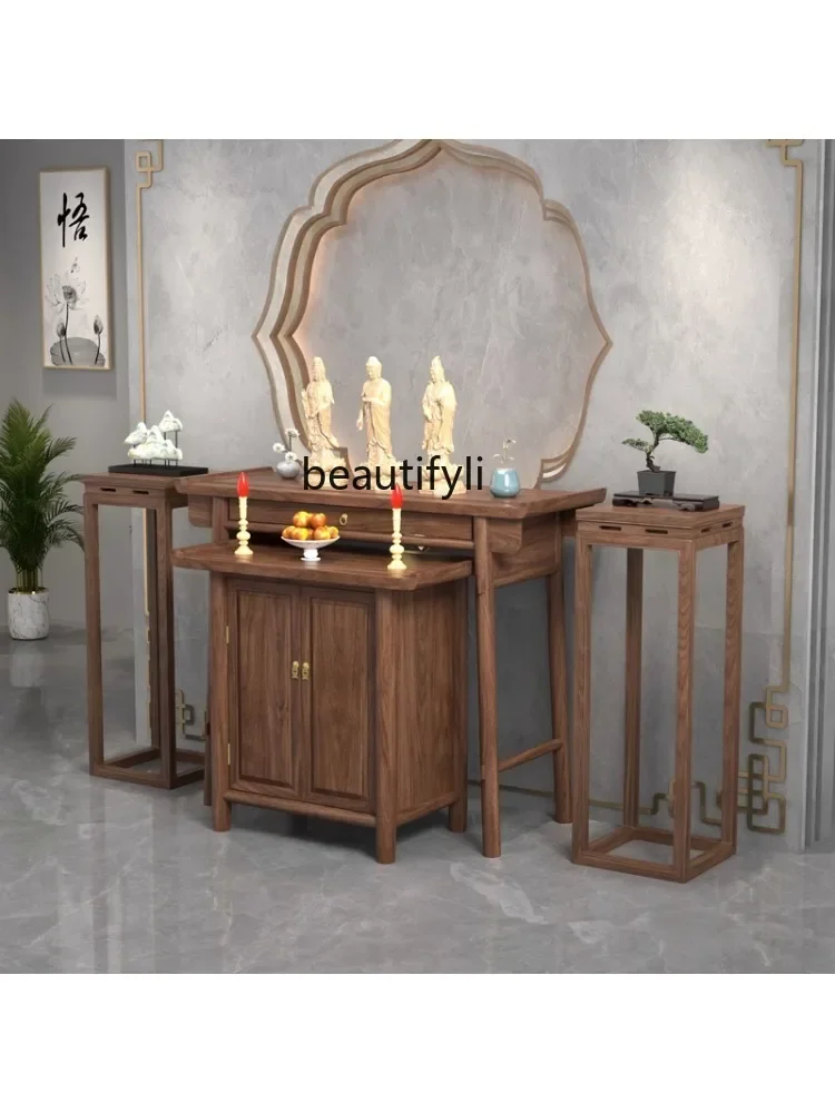 New Chinese Style Solid Wood Altar a Long Narrow Table Sets of Cabinets Home Buddha Shrine Guanyin Altar Simple