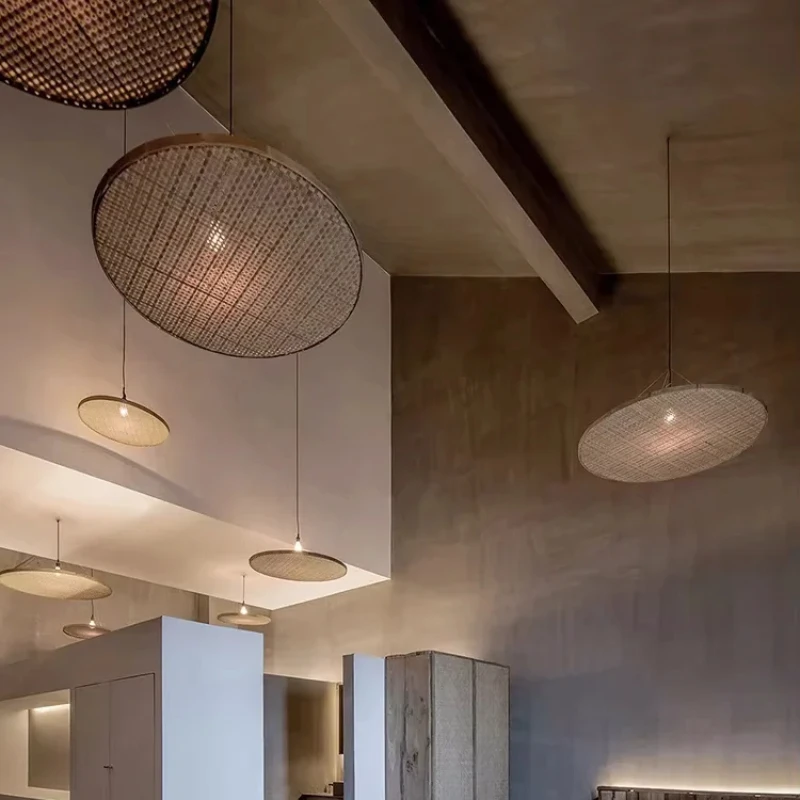 

Japanese Retro Bamboo Handmade Pendant Light Wabi Sabi Style Rattan Hanging Lamp Homestay Restaurant Tea Room Atmospher Lamp