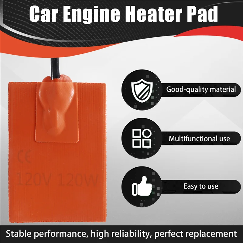 

120V Car Engine Oil Tank Waterproof Heater Pad Universal Fuel Tank Water Tank Silicone Heating Mat Warming US Plug-M53K