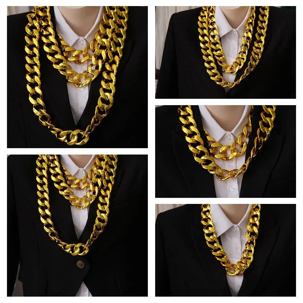 Design Performance Props Hip-pop Gold Plated Punk Thick Chain Necklace Fashion Jewelry Sweater Chain Men Exaggerated Necklace