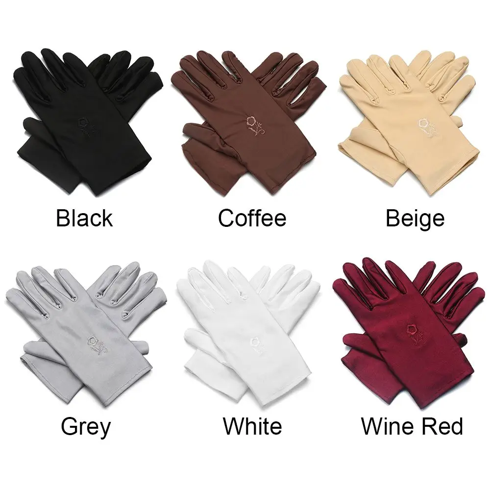 Fashion Women's Spandex Gloves Elastic Embroidered Sunscreen Mittens Female UV-Proof Sun Protection Driving Gloves Outdoor