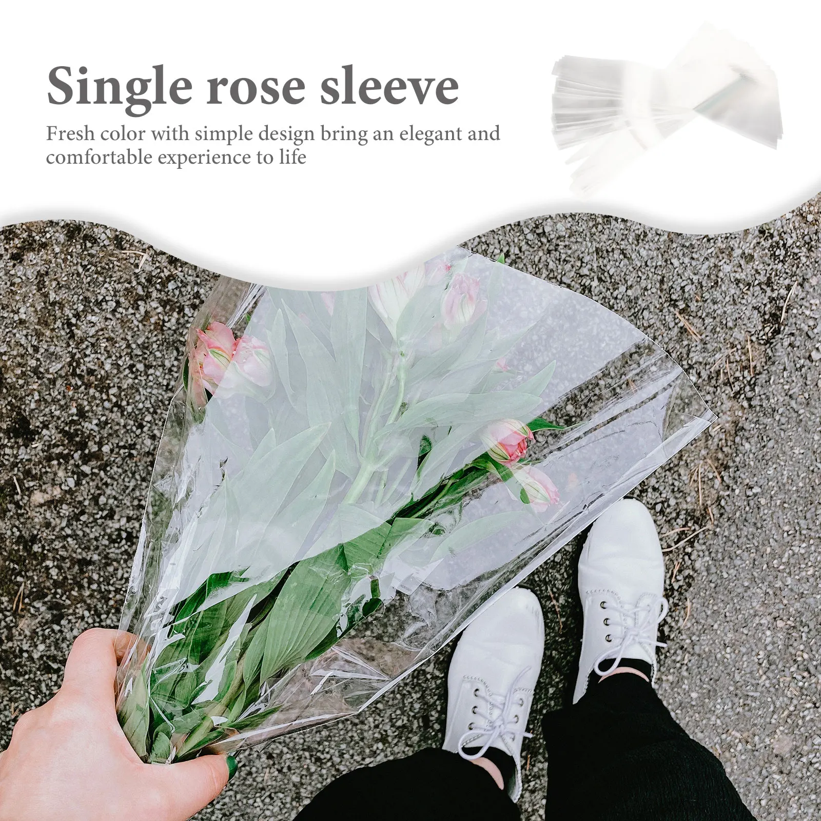 

100 Pcs Flower Packaging Bag Wedding Wrapping Rose Home Bags for Single Flowers Plastic Floral Cellophane Gift Florists