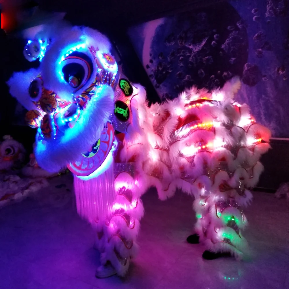 Halloween Christmas New Year Show Traditional  Chinese Folk Lion Dance Light up Southern Foshan Lions costume