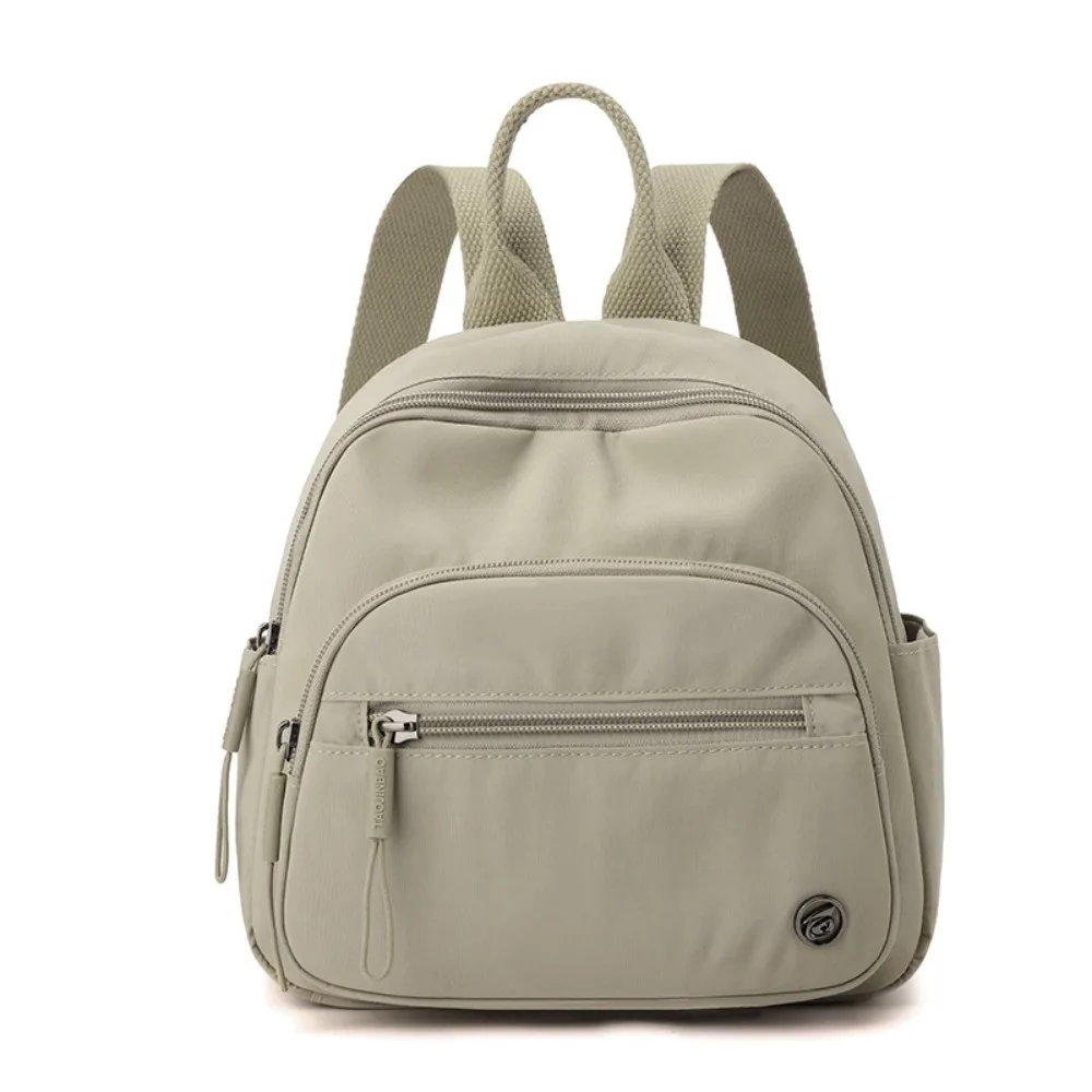 Portable Women Nylon Backpack Lightweight Waterproof Multipockets Casual Backpack Solid Color Fashionable