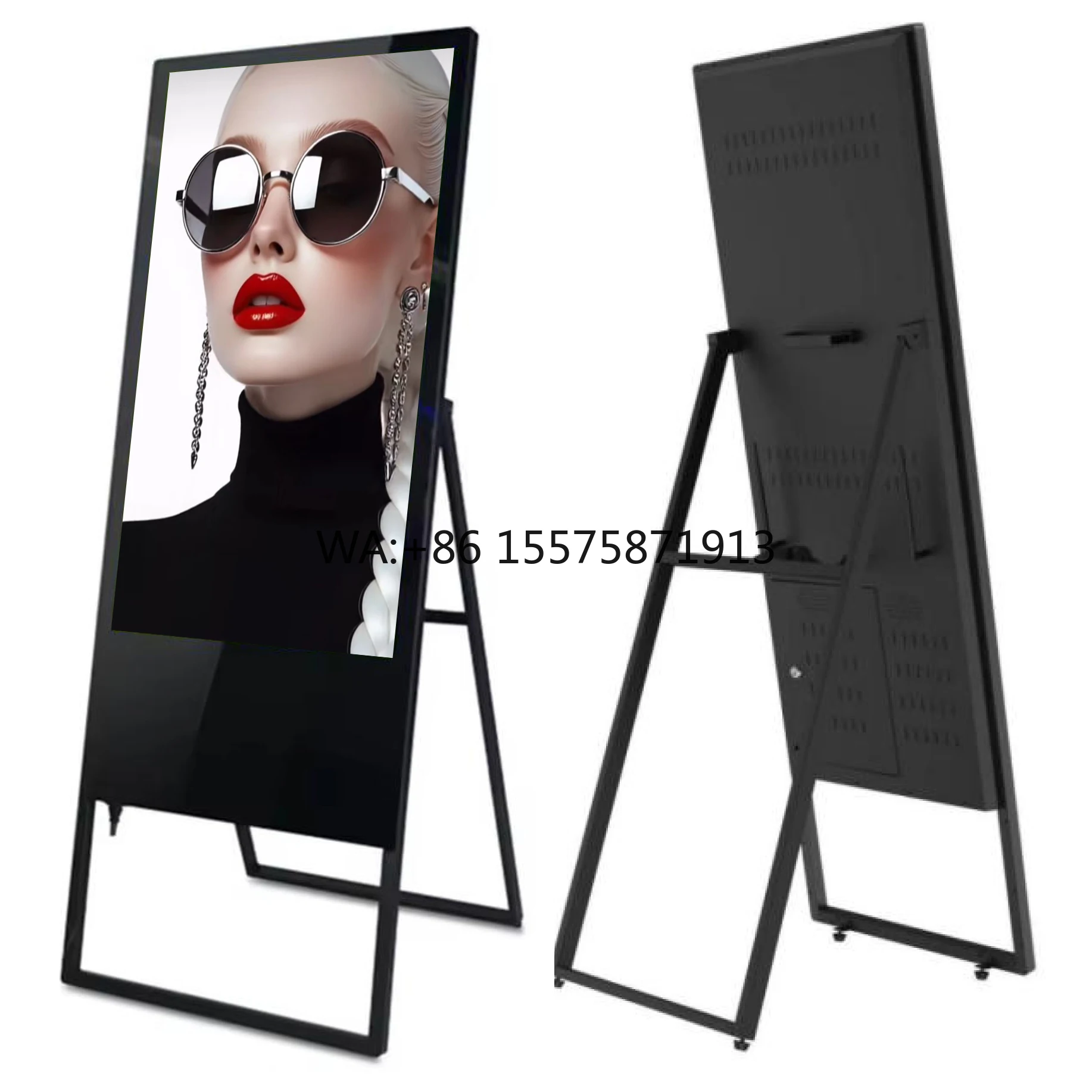 Portable 43-Inch Foldable LCD E-Poster Signage for Restaurant and Bar Indoor Advertising Digital Graphics Display