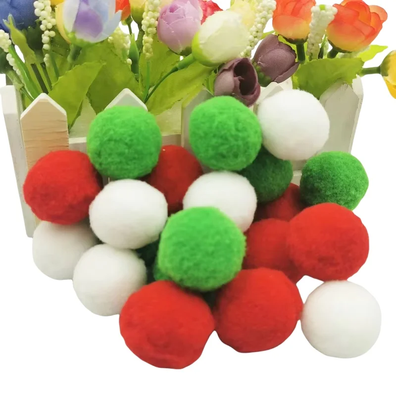 Christmas Decoration Pompom Ball 8/10/15/20/25/30mm Elastic Soft Mini Ball Pompones Children DIY Creative Chritmas Tree Supplies