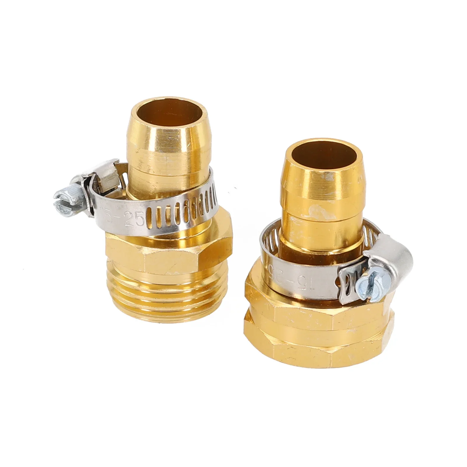 3/4 Inch Garden Hose Repair Mender Solid Brass Water Hose Connector Splicer Mender With Stainless Steel Tightening Clamp