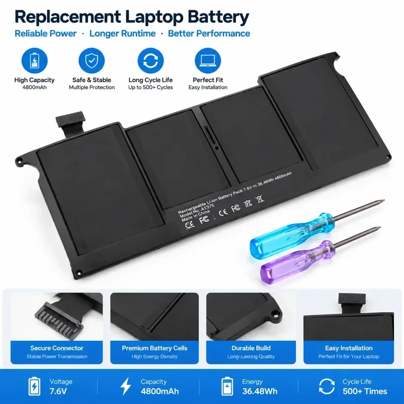 [NEW] A1375 Laptop battery For MacBook Air 11 "A1370 2010 4-cell