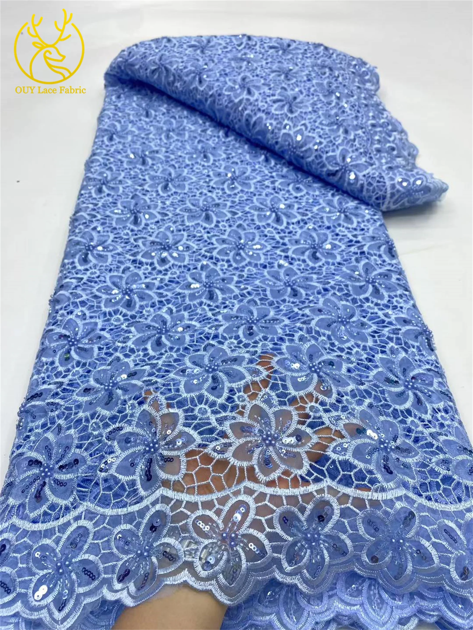 Hot Sale African Water Soluble Rope Lace Fabric African Lace Fabric 2025 High Quality Nigeria For Wedding French Lace Fabrics