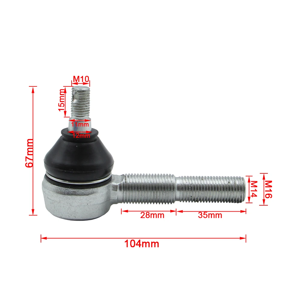 M10 M14 M16 Thread Tie Rod End Ball Joint 104mm Length Steering Ball Joint For ATV Quad Go Kart Buggy Four Wheeler