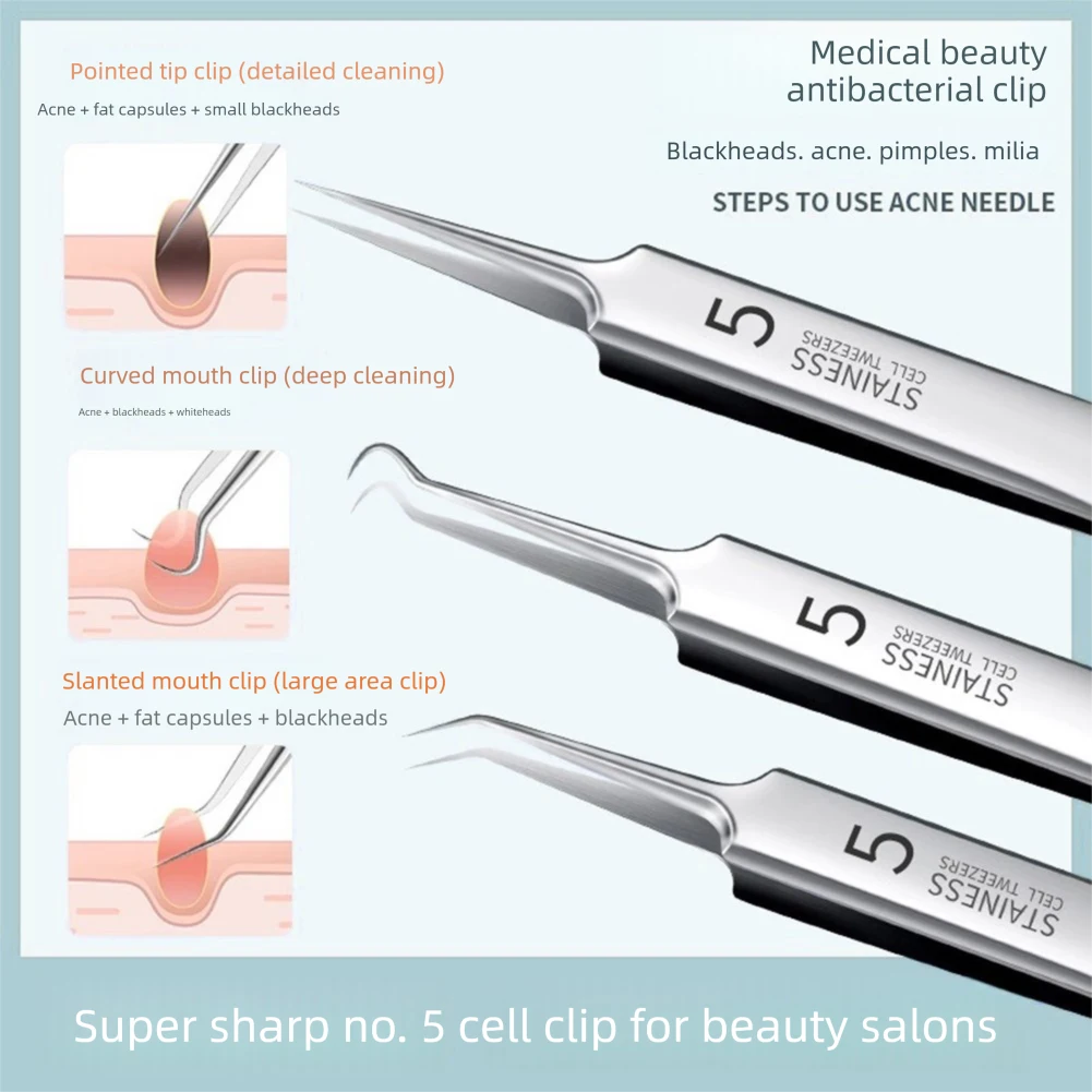 Blackhead Removal Tweezers Stainless Steel Tools Effective Comedones Extractor Facial Beauty Remove Acne Needle Skin Care Tools