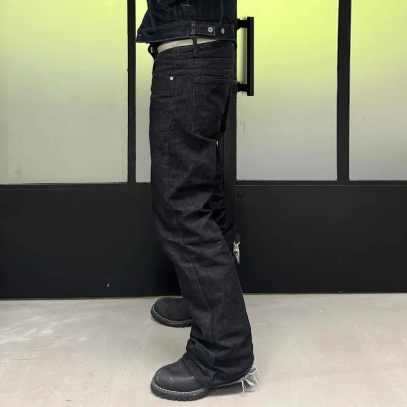 Hksh primavera outono nova maré masculina casual multi-botão design nicho calças jeans retas na moda elegante moda jeans ins hk13746