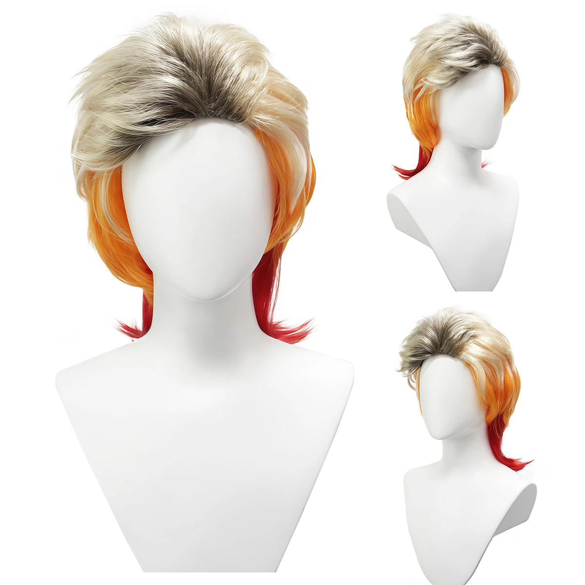 

Mixed Color Gradient Fluffy Short Hair Wig Festival Party Wear Synthetic Wig Women's Wig
