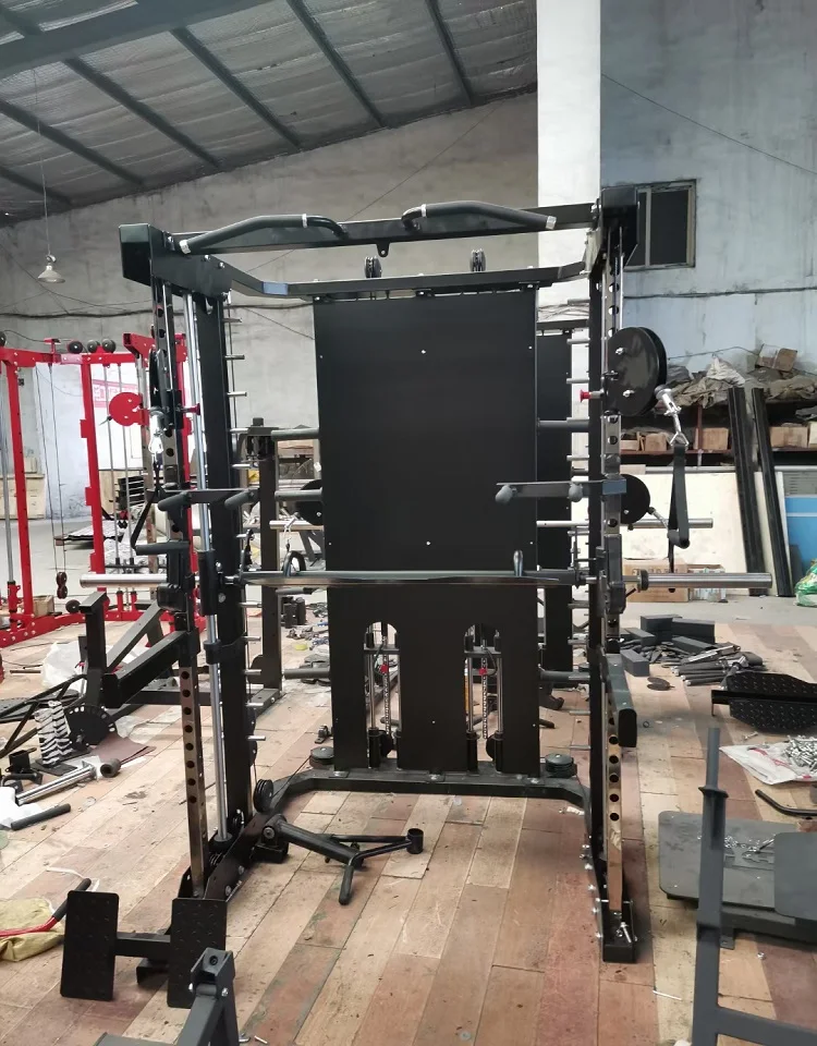 Professional Fitness Equipment Multi-function Smith Machine & Squat Rack & Dual Adjustable Puelly in One