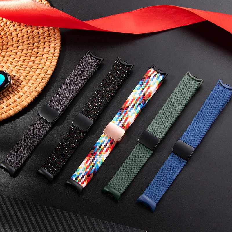 Magnetic Braided Strap for Xiaomi Mi Band 8 Nylon Solo Loop Adjustable Watchbands Replacement correa bracelet for Miband 8 NFC