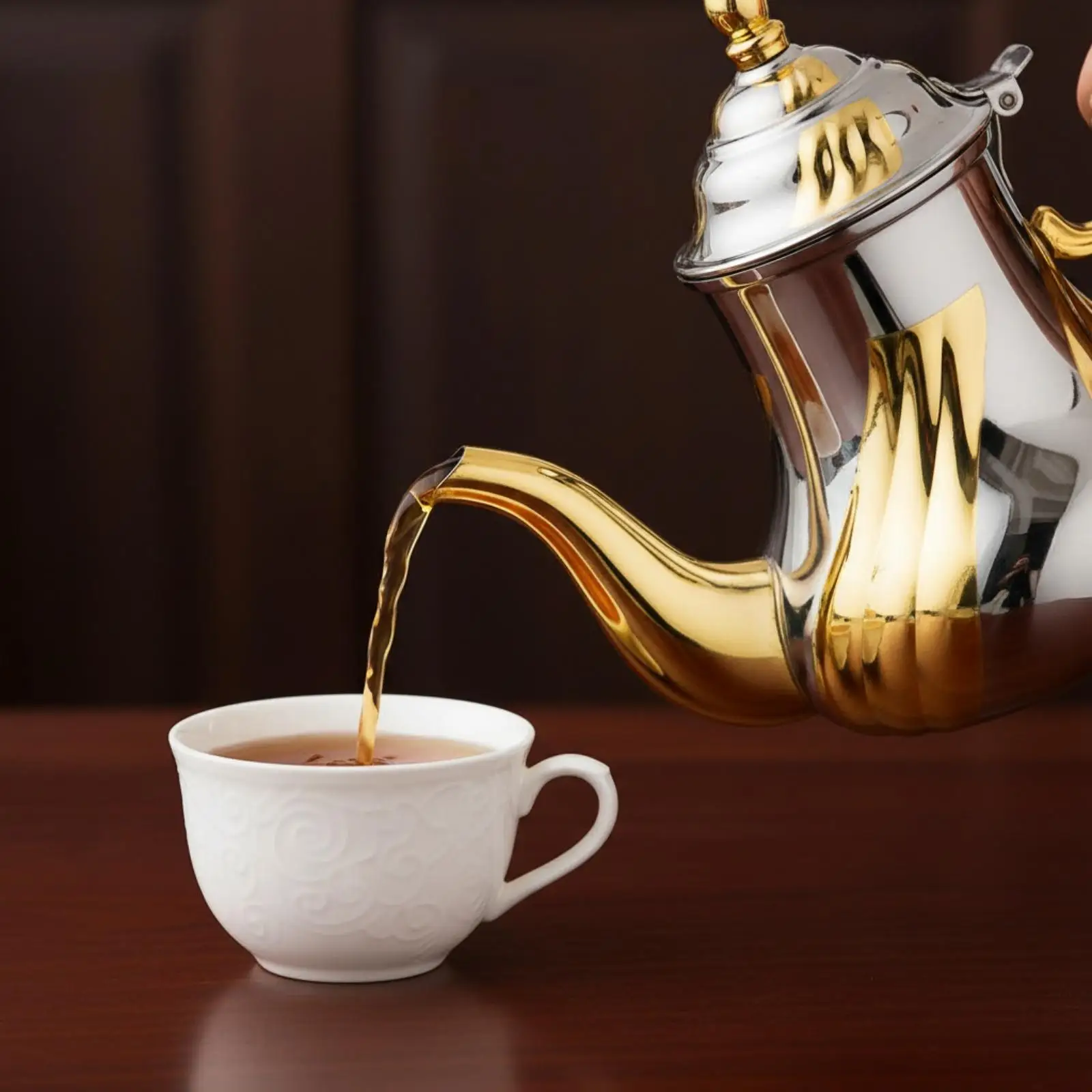 Middle Eastern Teapot Ornate Coffee Pot Polished for Entertaining, Hosts