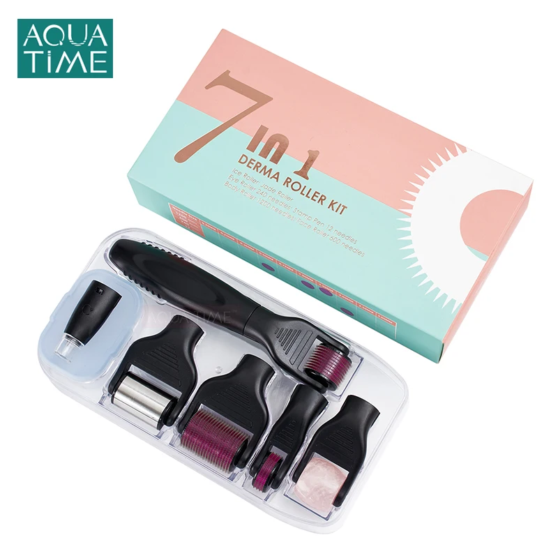 7 In 1 Rol Derma Kit Microneedle Roller untuk Perawatan Kulit RUMAH & untuk Wajah, Jenggot, Tubuh dan Pertumbuhan Rambut Microneedling