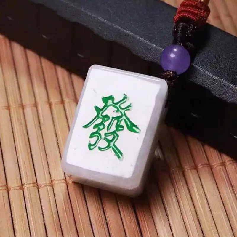 

Натуральный нефритовый кулон-маджонг из Мьянмы для мужчин и женщин, талисман удачи, амулет из бирманского нефрита