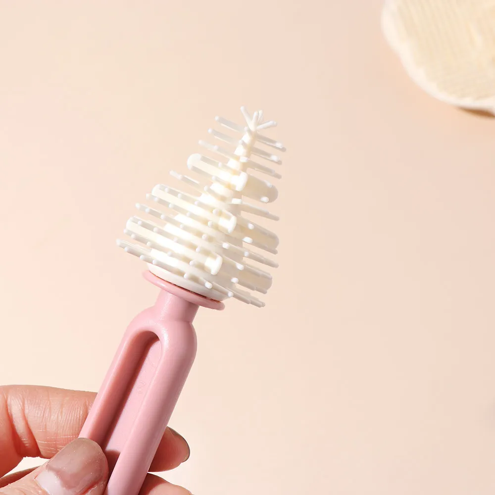 6pcs/set Multi-functional Milk Bottle Cleaning Brush Set Eyedropper Brush Anti-lost Pacifier Straw Scrubber Silicone