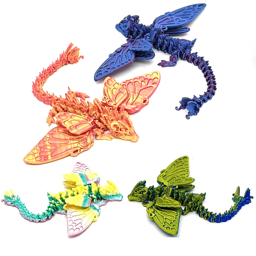 3D Gedrukt Vlinder Vleugel Draak Speelgoed Multi-joint Model Ornament Realistische Dierfiguren Decoraties Verlichten Desktop Kid Gift