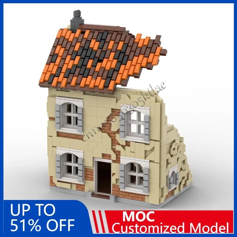 1736PCS MOC Modern City Street View ruined house n10 Building Model DIY Custom Puzzle Technology Creative Assembly Kids Toy Gift