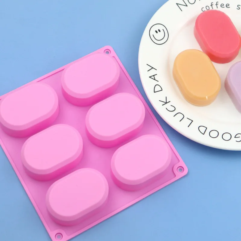 6 Small Oval Silicone Soap Molds for DIY Handmade Essential Oil Soaps Cake Mould XG1049