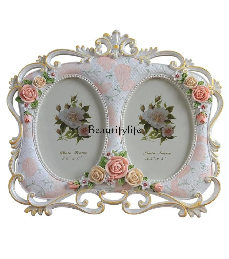 

Fashion Beautiful Double Hole Painted Craft Resin Photo Frame