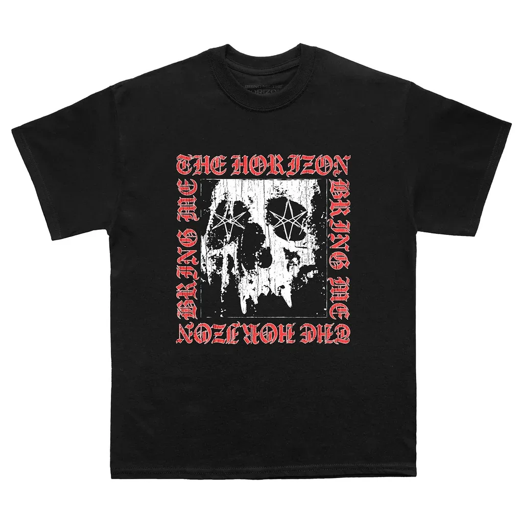 تي شيرت Bring Me The Horizon Skull Square تي شيرت فاخر عالي الجودة لكل من الرجال والنساء قمة Y2k لصيف 2026 #1