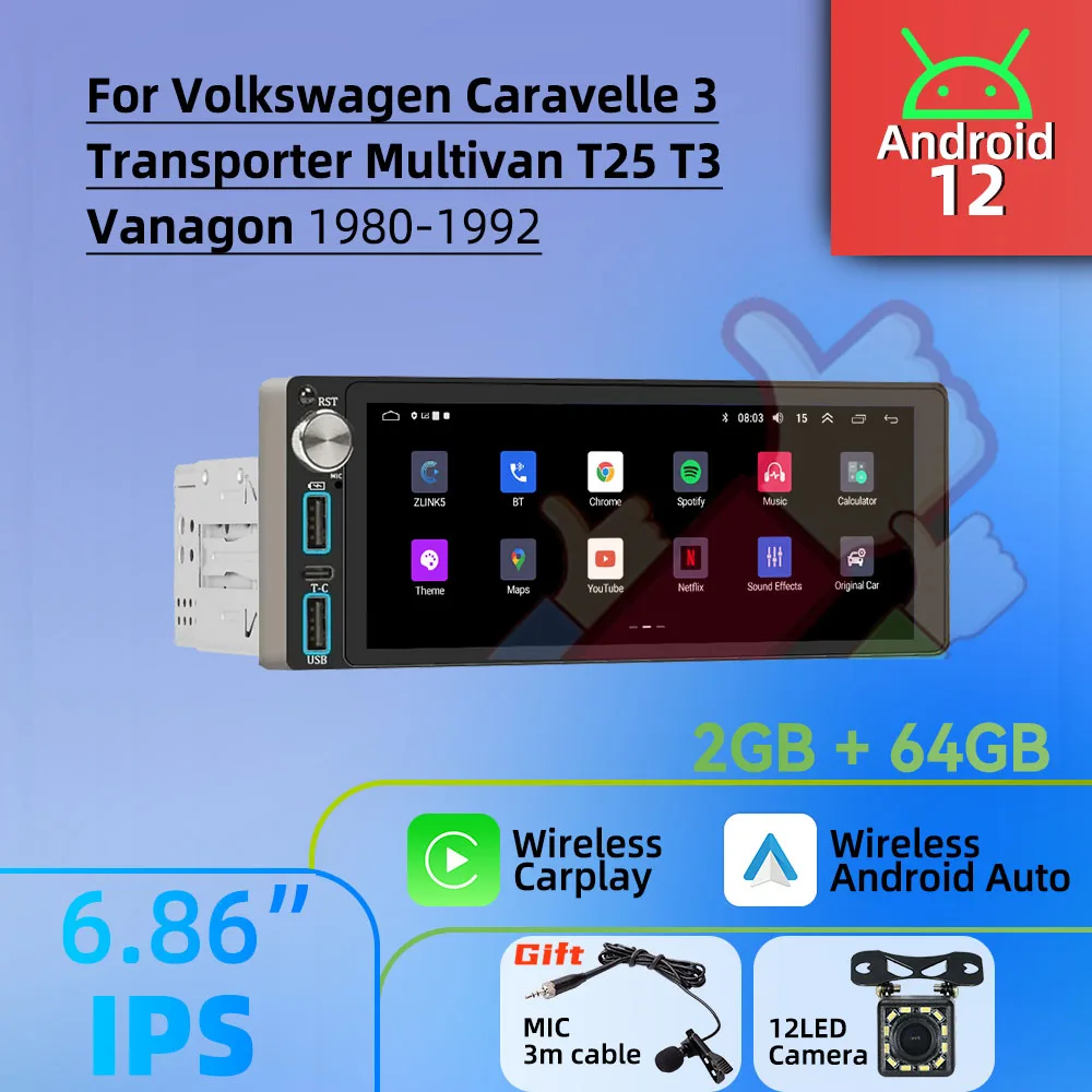 1 Din Carplay 6.86"…