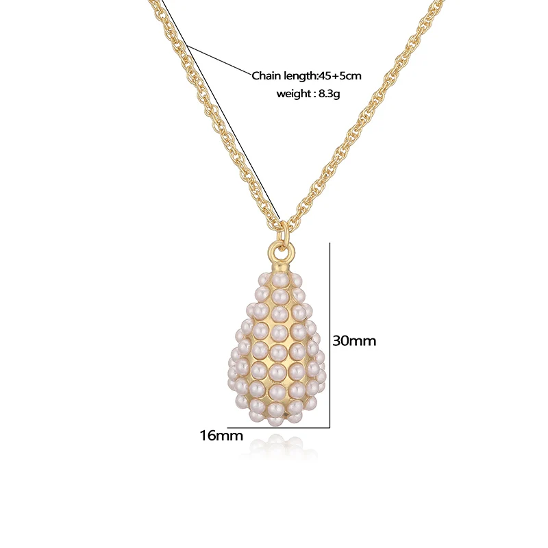 18K Gold Plated Brass Charm Pendant Necklace Classic Heart Shaped Star Inlaid Shiny Pearl Ladies Jewellery Wedding Romantic Gift