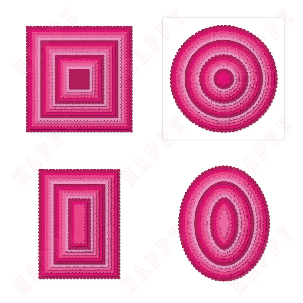 Snowflake Rectangle and Oval Die Metal Craft Cutting Dies DIY Scrapbooking Paper Decoration For 2024 Embossing Template New