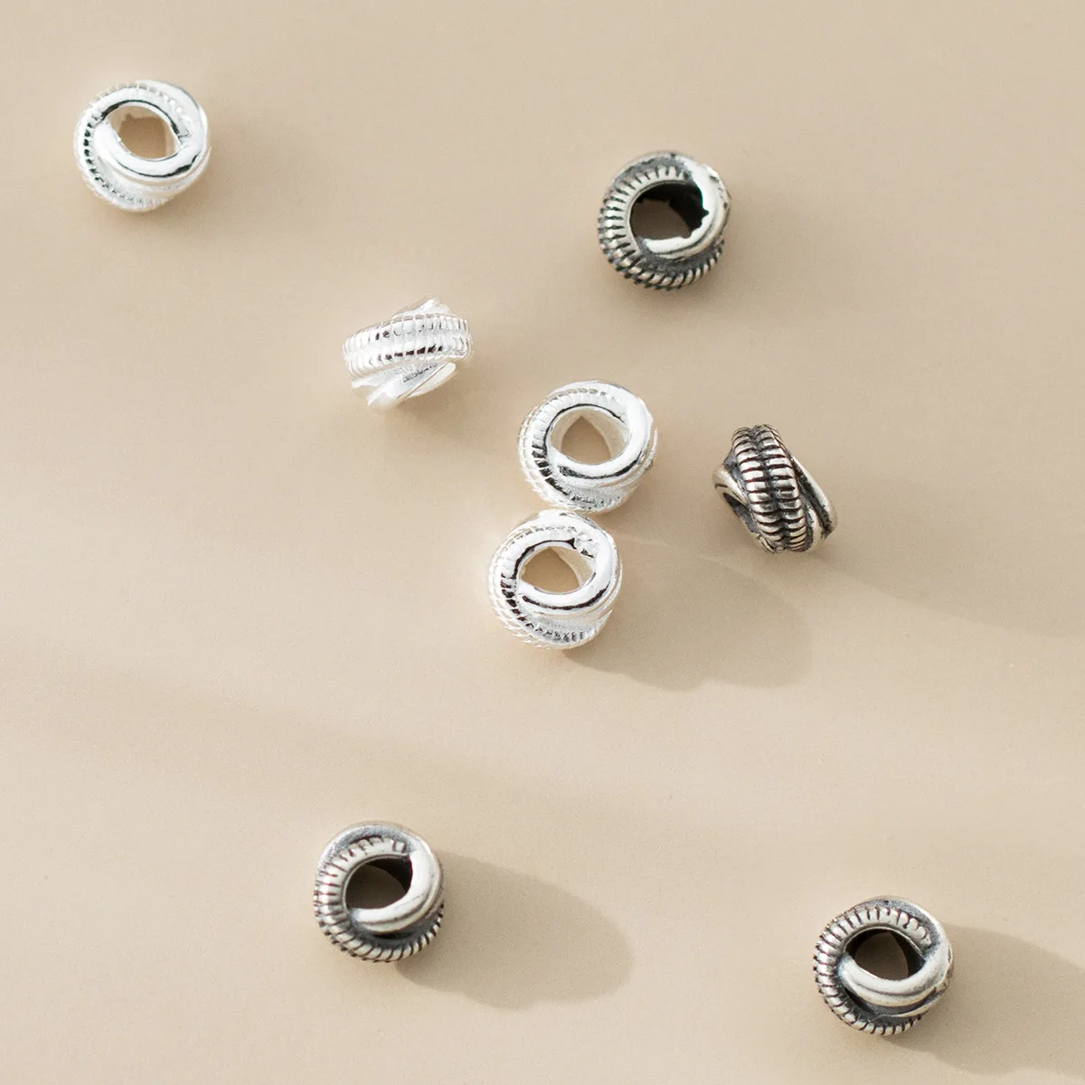 

1pc 925 Sterling Silver Fashion Rope Knot Oval Beads 6.5x6x3.8mm Bangles Bracelets Silver Bead Spacers DIY Women Men Jewelry