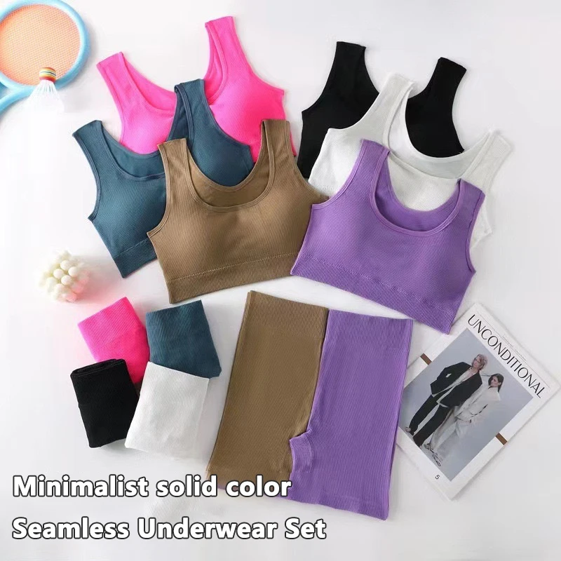 2PCS Women Yoga Set Gym Set Sexy Bra Seamless Sports Shorts Workout Running Clothing Gym Wear Athletic Sport Suit