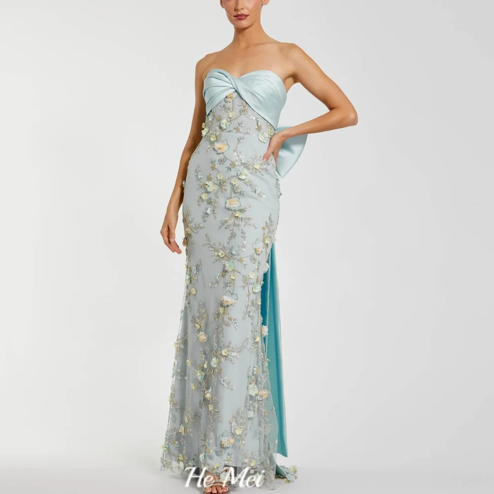 

Customized Sheath Sequined Elegant Prom Dress Off Shoulder Party Gowns Strapless Bow Evening Dress فساتين سهرة