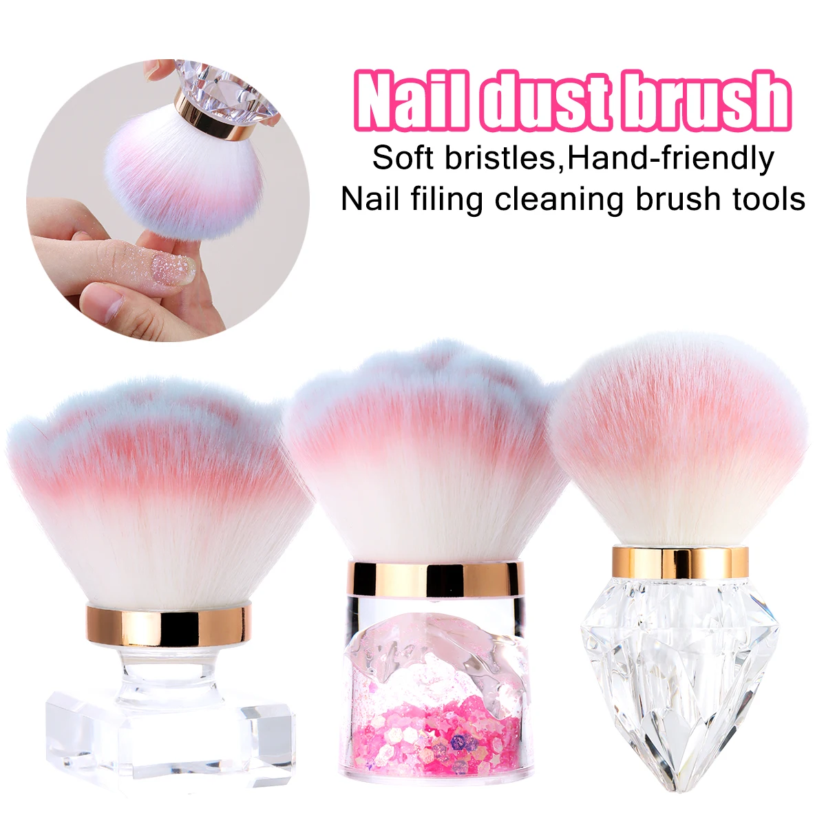Nail dust brush, nail cleaning brush, blush brush, makeup brush, short-handled brush, nail salon supplies.