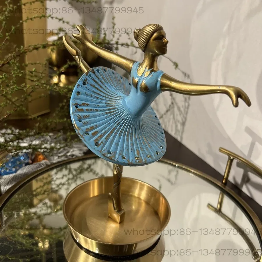 European brass ballet dancer jewelry stand handmade display stand earrings Nordic storage ornament
