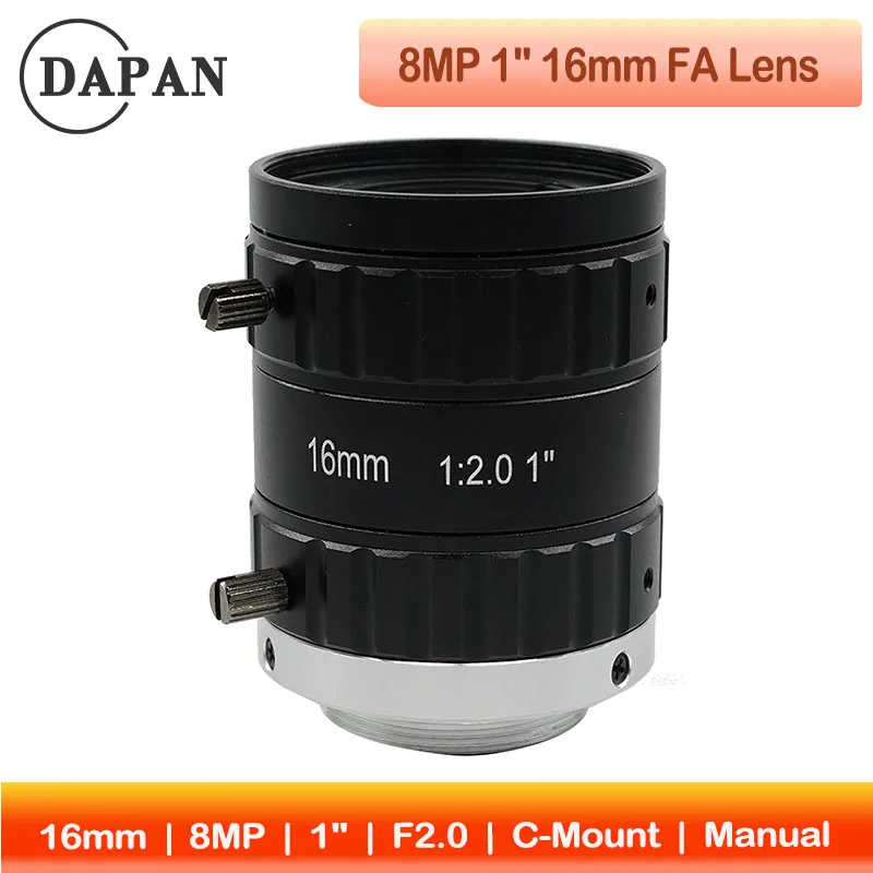 

16mm 8MP 1inch C Mount FA Lens with Low Distortion and F2.0 Aperture for Machine Vision Inspection
